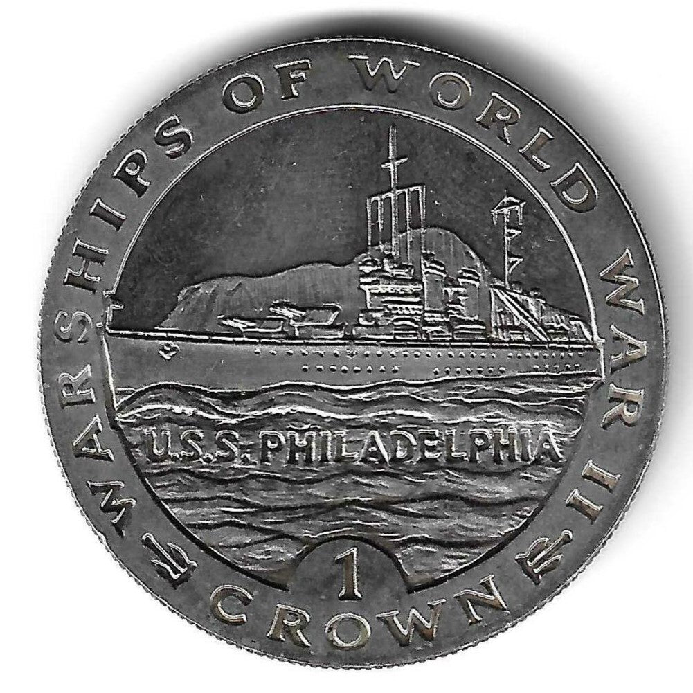 Gibraltar - 1 Crown 1993 (Km# 113) U.S.S. Philadelfia