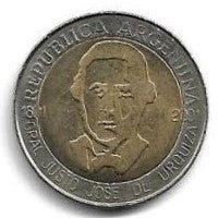 Argentina - 1 Peso 2001 (Km# 132.1) 200º Anivº Nasc. General Urquiza