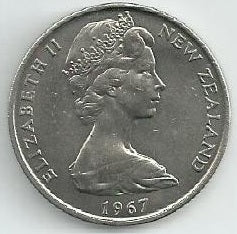 Nova Zelandia - 20 Centimos 1967 (Km# 36.1)