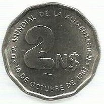 Uruguai - 2 Novos Pesos 1981 (Km#77)    Fao
