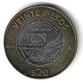 Mexico - 20 Pesos 2015 (Km# 986)     Força Aerea
