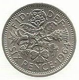 Inglaterra - 6 Pence 1964 (Km# 903)