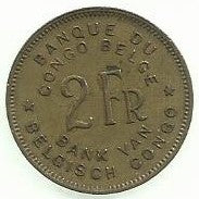 Congo Belga - 2 Francos 1947 (Km# 28)
