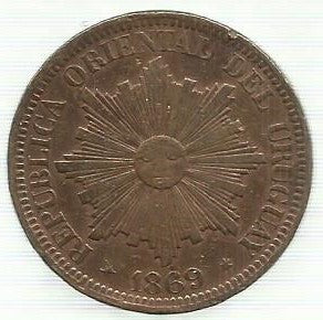 Uruguai - 4 Centesimos 1869 (Km# 13)