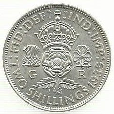 Inglaterra - 2 Shillings 1939 (Km# 855)
