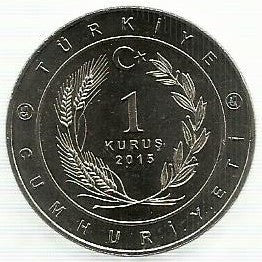 Turquia - 1 Kurus 2015 (Km# Novo) Golden Horde