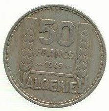 Argelia - 50 Francos 1949 (Km# 92)