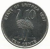 Eritreia - 10 Cents 1997 (Km# 45)