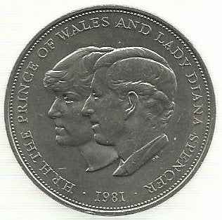 Inglaterra - 25 New Pence 1981 (Km# 925) Cas. Carlos e Diana