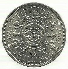 Inglaterra - 2 Shillings 1967 (Km# 906)