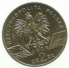 Polonia - 2 Zlote 2008 (Y# 627) Falcão Peregrino