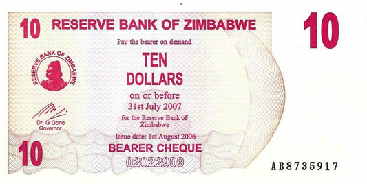 Zimbabwe - 10 Dolares 2006 (# 39)