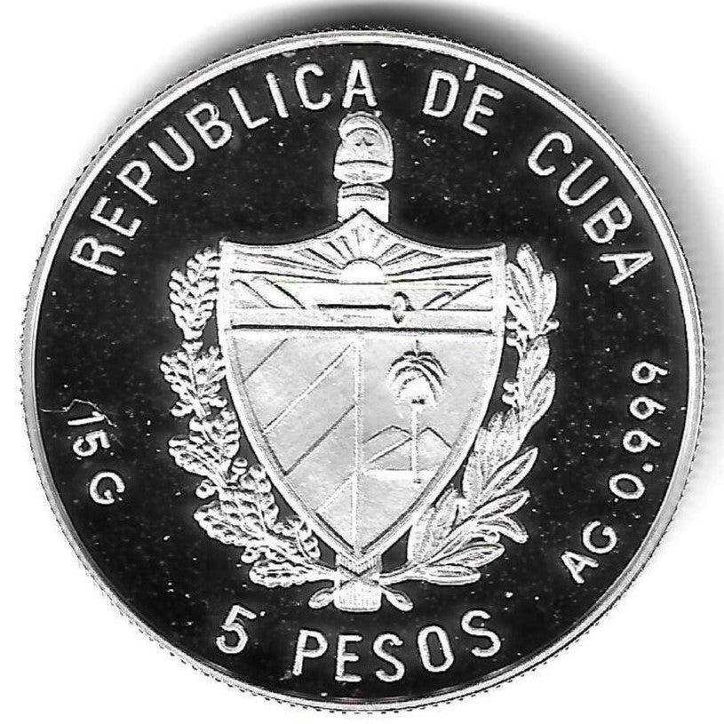 Cuba - 5 Pesos 1993 (Km# 524) Cargo Courier