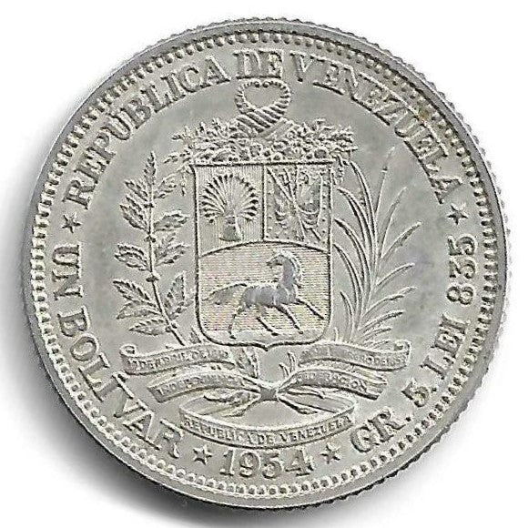Venezuela - 1 Bolivar 1954 (Km# 37)