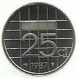 Holanda - 25 Cents 1987 (Km# 204)