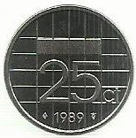 Holanda - 25 Centimos 1989 (Km# 204)