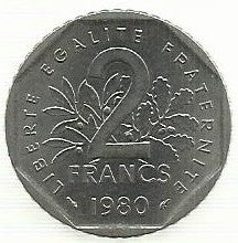 França - 2 Francos 1980 (Km# 942.1)