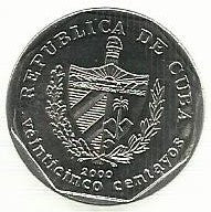 Cuba - 25 Centavos 2000 (Km# 577)
