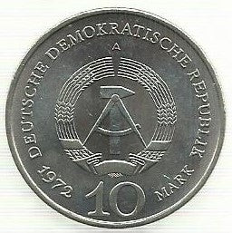 Alemanha - 10 Marcos 1972 (A)(Km# 38) Buchenwald Weimar