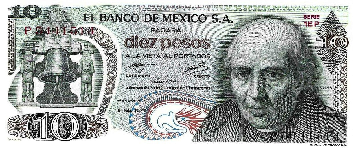 Mexico - 10 Pesos 1977 (# 63i)