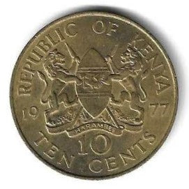 Quenia -10 Centimos 1977 (Km# 11)