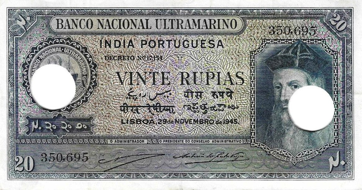 India Portuguesa - 20 Rupias 1945 (# 37)
