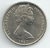 Nova Zelandia - 5 Centimos 1967 (Km# 34.1)