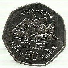 Gibraltar - 50 Pence 2004 (Km# 1050) Batalha Trafalgar
