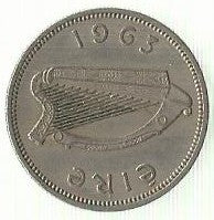 Irlanda - 1 Shilling 1963 (Km# 14)