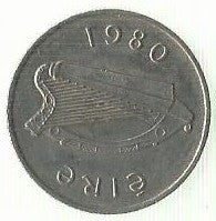 Irlanda - 5 Pence 1980 (Km# 22)