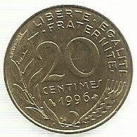 França - 20 Cêntimos 1996 (Km# 930)