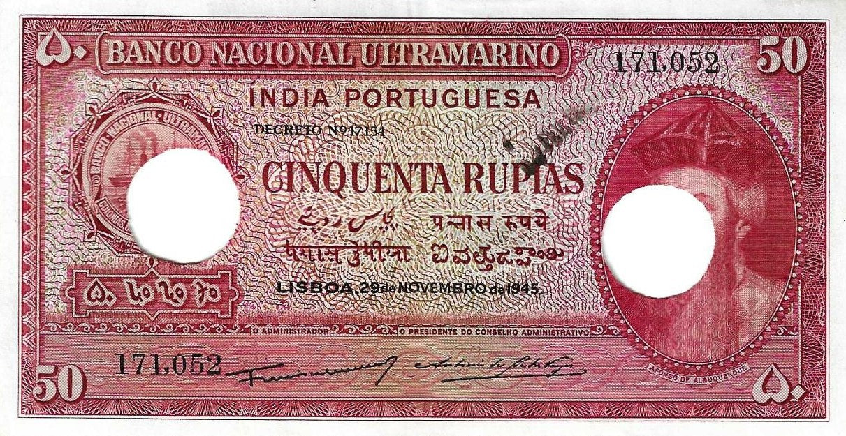 India Portuguesa - 50 Rupias 1945 (# 38)