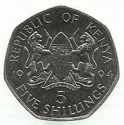 Quenia - 5 Shillings 1994 (Km# 23a)
