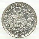 Peru - 1/2 Dinheiro 1916 (Km# 206.2)
