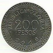 Colombia - 200 Pesos 2016 (Km# 297)