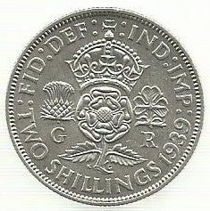 Inglaterra - 2 Shillings 1939 (Km# 855)