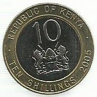 Quenia - 10 Shillings 2005 (Km# 35)