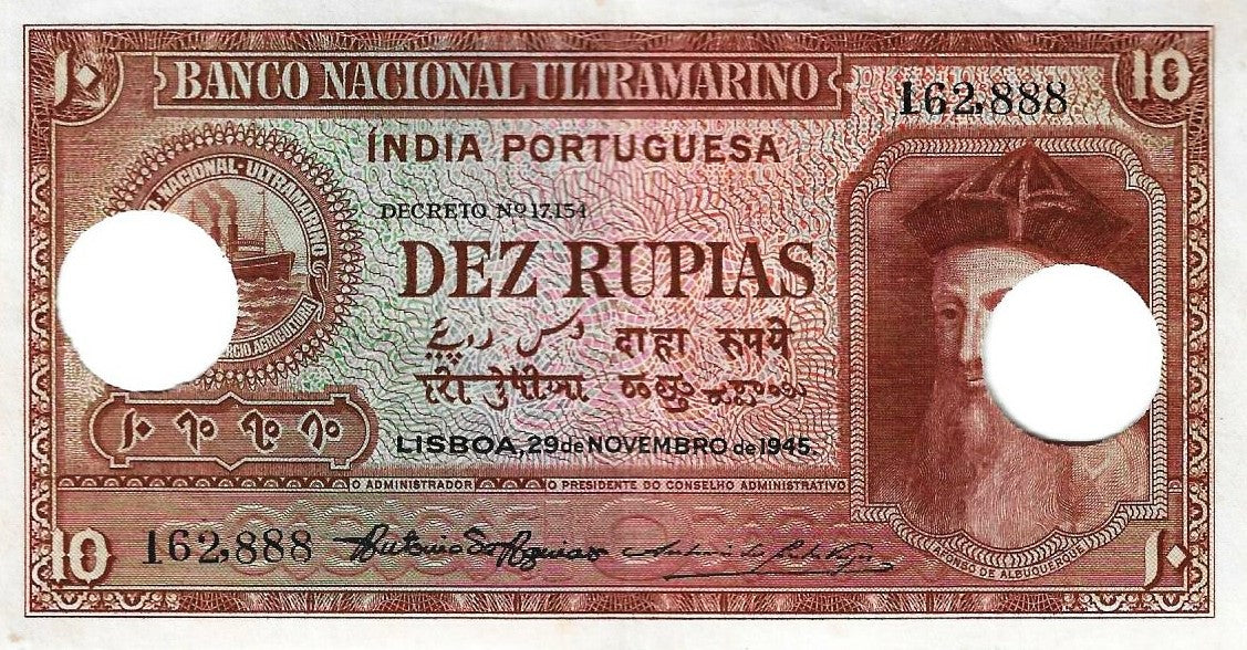 India Portuguesa - 10 Rupias 1945 (# 36)