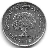 Tunisia - 5 Miliemes 1997 (Km# 348)