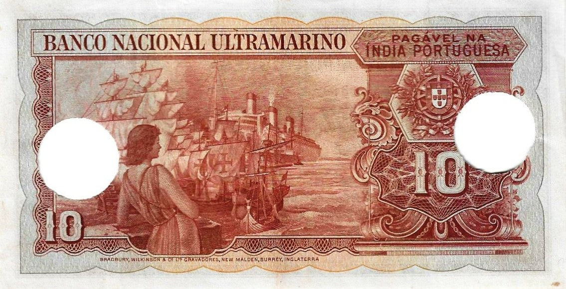 India Portuguesa - 10 Rupias 1945 (# 36)