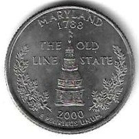 USA - 25 Cents 2000 (Km# 306) Maryland