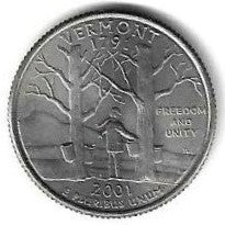 USA - 25 Cents 2001 (Km# 332) Vermont