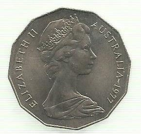 Australia - 50 Centimos 1977 (Km# 70) Jubileu Prata