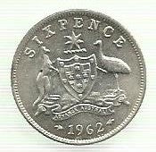 Australia - 6 Pence 1962 (Km# 58)