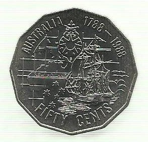 Australia - 50 Centimos 1988 (Km# 99) First Fleet