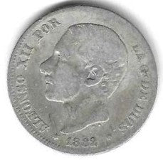 Espanha - 2 Pesetas 1882 (Km# 678) Alfonso XII