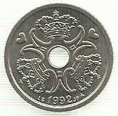 Dinamarca - 1 Krone 1992 (Km# 873.1)