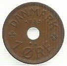 Dinamarca - 1 Ore 1939 (Km# 826)