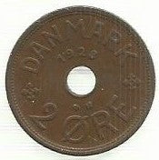 Dinamarca - 2 Ore 1928 (Km# 827)