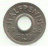 Fiji - 1/2 Penny 1954 (Km# 20)